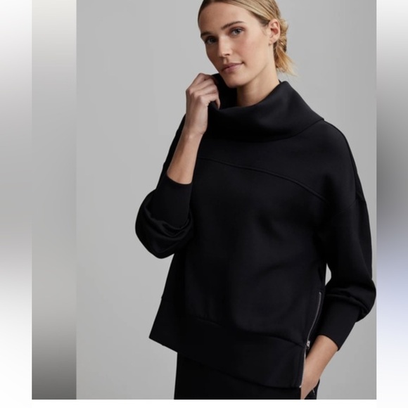 Varley Priya longline oversized Women’s Sweatshirt Side zipper Black XS - Picture 1 of 14